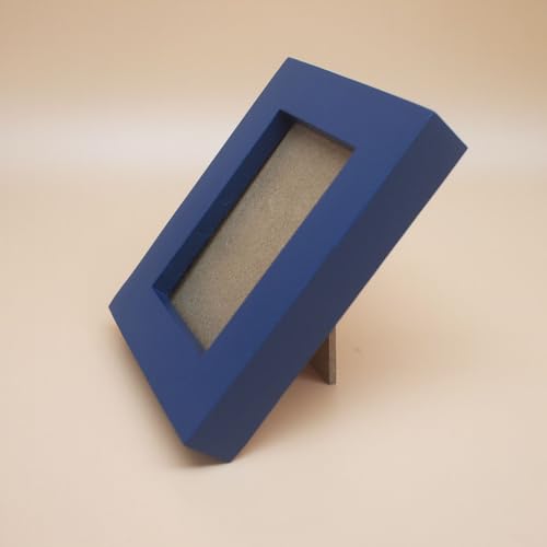 Image of 2x3 Picture Frame Solid Wood,Blue. Table Top or Wall Mount Photo Frames with Plastic Glass for 2x3 Inches Pictures, Modern Home Office Decor