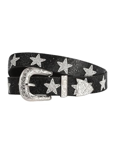 Image of RoseSeek Men's Y2k Star Rhinestone Studded Belts Glitter Y2k Accessories | Sparkling, Vintage, Western Belt, Emo Belt, Gothic, Punk, Street Accessories