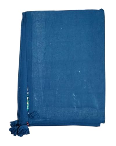 Image of Ekam Art Rajasthani Handmade Embroidery Cotton Patchwork Tapestry Cotton Wall Decor Hanging Beaded Tapestries 40 x 60 Inch (Blue)