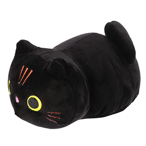 FAVOMOTO 1 Unidade Travesseiro De Gato Almofada De Gato Pelúcia De Gato Preto Mha Pelúcia Almofada D
