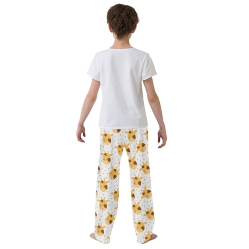 ZZXXB Lovely Giraffe Boys Long Pants Soft Trousers Elastic Waist Kids Lounge Bottoms with Pockets S-XL3