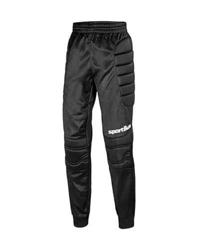 SPORTIKA Pantaloni da Portiere Lungo Imbottiti MOD. Atomic Completi Calcio Training Gara (IT, Testo, M, Regular, Lungo, Nero)