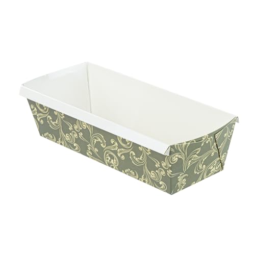 Restaurantware Paper Loaf Pan 100 Count 10.2 x 4 x 2.7 Inches 54 Oz Greaseproof Baking Loaf Mold, Vintage Floral Design Oven Safe Freezer Safe Rectangular Green Baking Pan For Cakes And Bread by Restaurantware - Used condition - US$55.06