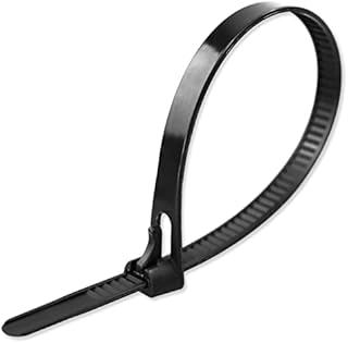 100 Pack Reusable Cable Ties Black 200mm×7.6mm Heavy Duty Strong Nylon Large Zip Ties 8 inch Releasable Plastic Thick Tie Wraps