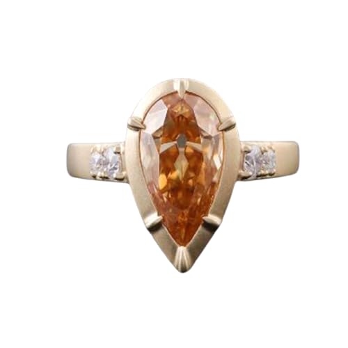Alliance femme argent sterling 925 plaqué or 14 carats zircone champagne RNG-1240