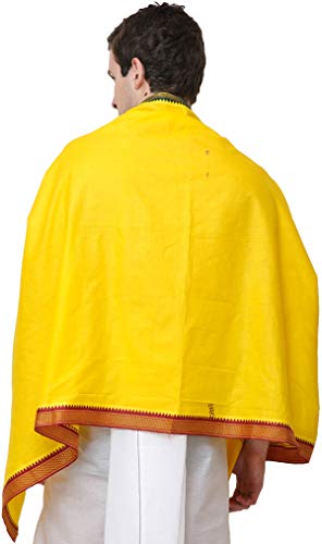 Plain Angavastram with Zari-Woven Border - Pure Cotton4