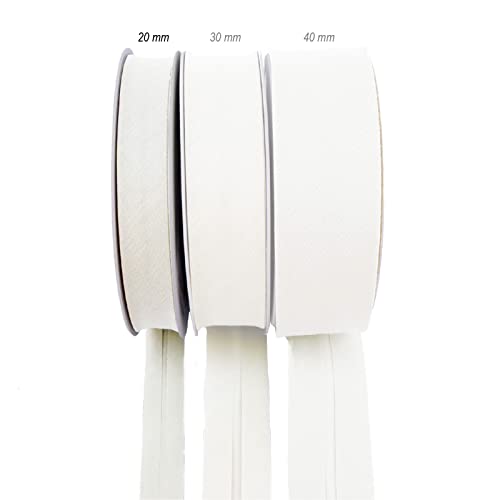 TEXTEX = 20mm Wide Bias Binding Tape. 50% Cotton and 50% Polyester. 10m Piece - (Off-White) - Image 2