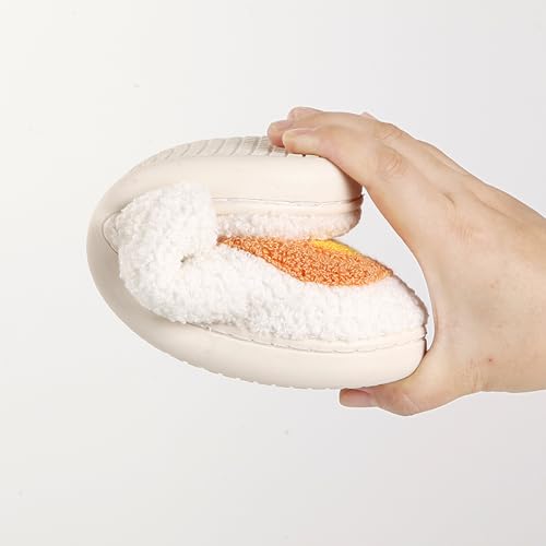 Pumpkin Slippers Halloween Slippers for Women Men House Shoes Spooky Slides Soft Warm Plush Couple Shoes Pumpkin/B4-37-383