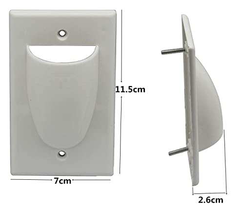Placa de pared de cable empotrable blanca pack de 2 pasacables de 1 banda 4