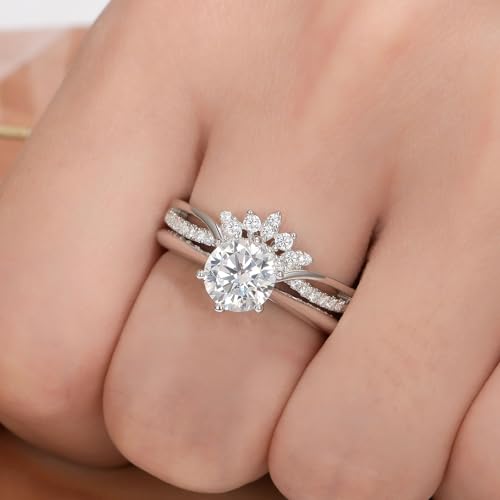 Wuziwen 925 Sterling Silver Wedding Bands for Women Curved Eternity Anniversary Rings for Her Cubic Zirconia3