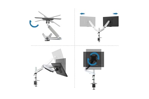 DIGITUS Monitorhalterung - Klemme & Gasdruckfeder - 1 Monitor - Bis 27 Zoll - Bis 1x 8 kg - VESA 75 & 100 - Silber