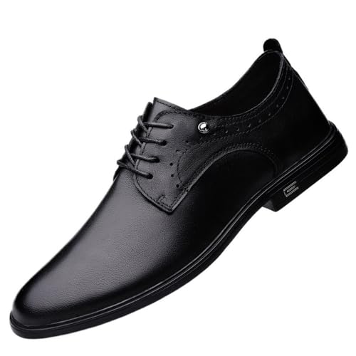 Men's Lace up Dress Shoes Round Toe First Layer Leather Flat Comfortable Slip Formal Business Casual Work Summer Shoes