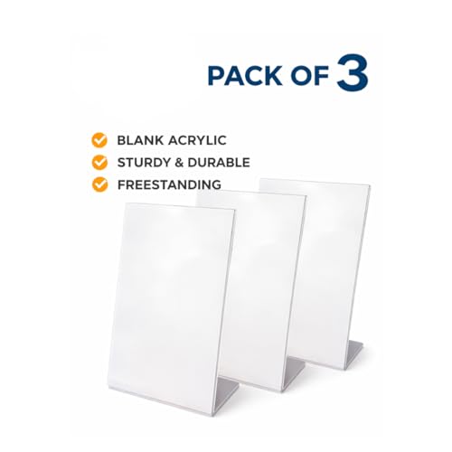 Image of (Pack Of 3) - 4X6 Inch (A6) Qr Code Scanner Stand, Acrylic Signage Holder -Photo Frames For Upi Payment, White