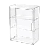 3 Tier Display Case for Collectibles,Clear Display Box with 2 Movable Plates ,Storage Container with Magnetic Door (Large 1 Pack)