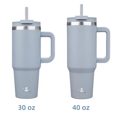 Konokyo 30 oz Tumbler with Handle and 2 Straws,2 in 1 Lid Insulated Water Bottle Stainless Steel Travel Coffee Mug,Lavender - Thumbnail 3
