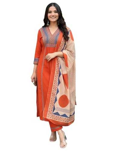 Image of ANNI Designer Women's Rayon Viscose Straight Printed Kurta with Pant & Dupatta Set | Ethnic 3-Piece Readymade Suit for Women | Elegant Festive & Office Wear Traditional Outfit