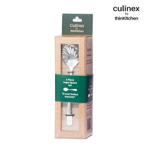Image of Culinex 18 /8 Premium Stainless Steel 6 inch Small Spoon Set of 6 for Tea, Sugar, Dessert | Silver Rustproof Flatware, Cutlery By thinKitchen (Dora)