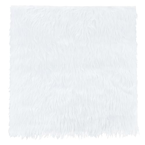 BENECREAT White Faux Fur Fabric 40x40cm Soft Plush Shaggy Squares Pre-Cut Craft Fur Fabric for Costumes Rugs, Pillows, Sewing