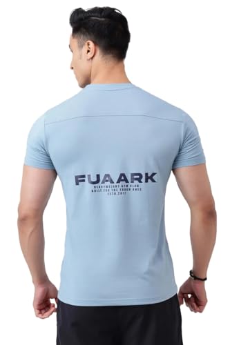 Image of FUAARK Men's Polyester-Cotton Blend Slim Fit Gym Workout & Sports T-Shirt