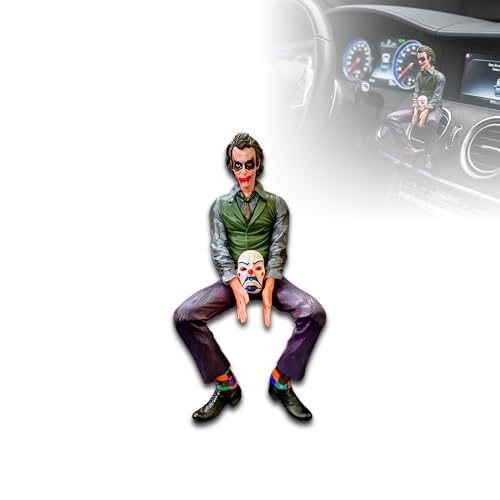 Image of OBEROI'S TRADERS Joker Car Dashboard Figurine Small Size | Villain Mask Idol for Car Interior Decoration | Premium Resin Showpiece for Home & Office | Anti-Slip Base (Small)