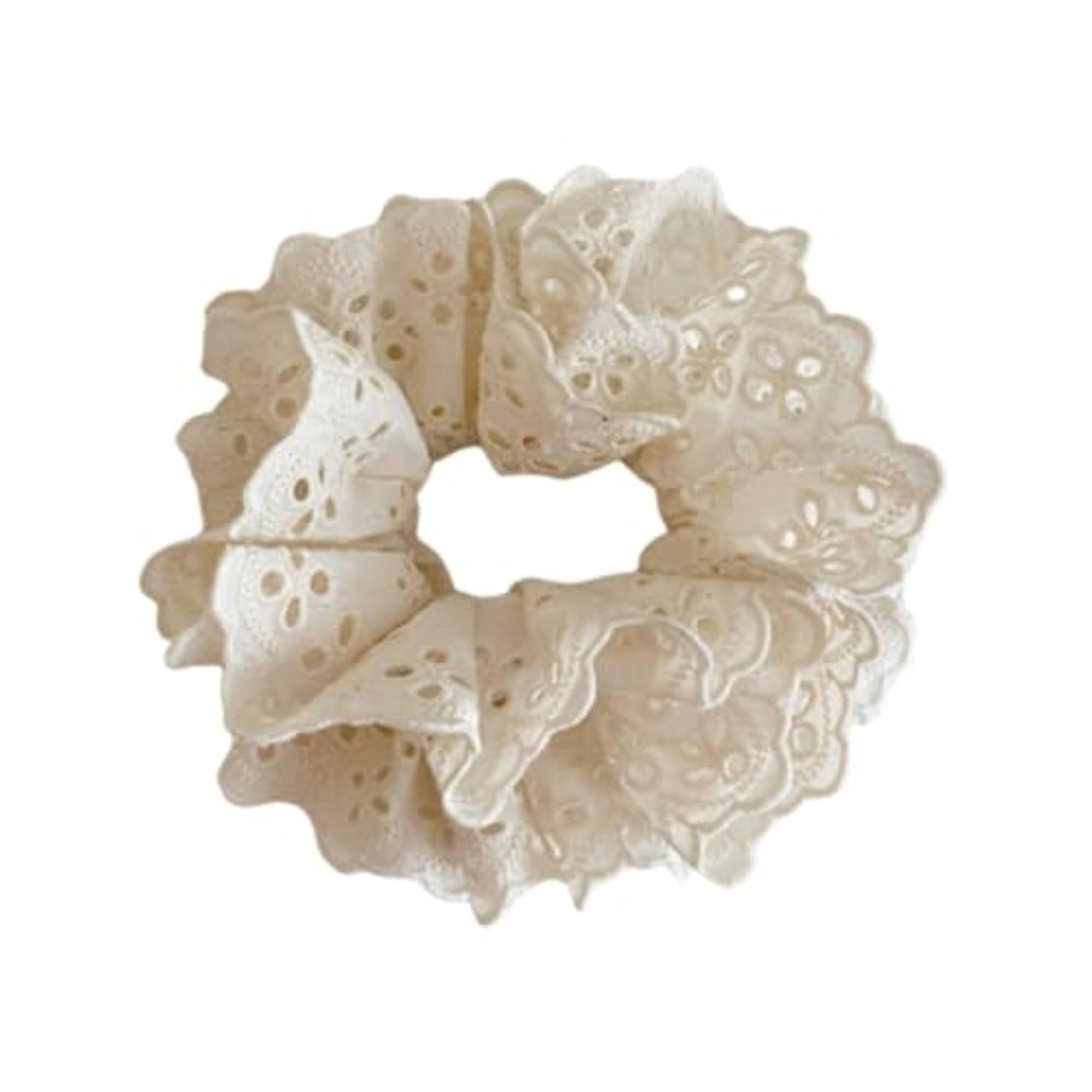 Soft Lace Scrunchie Hair Accessory for Ladies, Beige