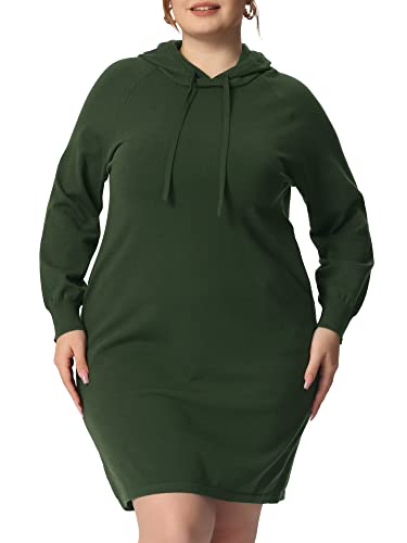 Image of Agnes Orinda Plus Size Hoodie Sweater Dress for Women Long Sleeve Pullover Fall Mini Bodycon Sweatshirt Dresses
