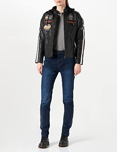 URBAN 5884 Motorradjacke Damen Mit Protektoren, Damenjacke aus Lammleder, Protektoren für Rücken, Schultern und Ellenbogen, Schwarz, XXL