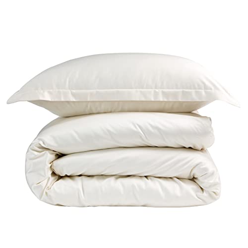 Christy 400TC King Size Duvet Cover Set | Ivory | 100% Cotton | Silky Smooth and Soft Bed Linen | Luxury 400 Thread Count King Size Quilt Cover Set - Image 2