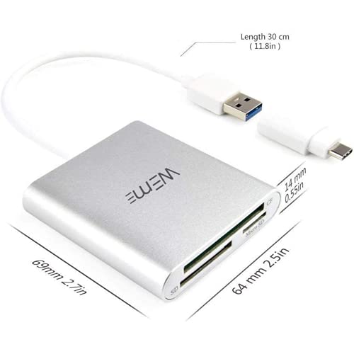 Compact Flash Cf Card Reader, Weme Aluminum Multi-In-1 Usb 3.0 Micro Sd Card Reader With 2-In-1 Type C Adapter For Pc, Mac, Macbook Mini, Usb C Devices, Support Sandisk/ Lexar Uhs, Sdhc Memory Card #TOP6