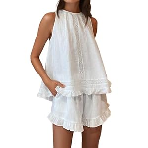 Xfileen Womens Ruffle Pajama Set Co...