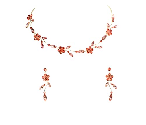 Image of Faship Gorgeous Rhinestone Crystal Floral Necklace Earrings Set