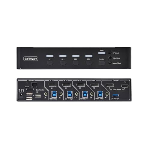 Image of StarTech 4-Port Multi-View DisplayPort KVM, Mouse Roaming, 4K 60Hz, Switch