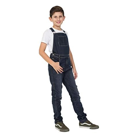 Wash Clothing Company Boys Darkwash Denim Dungarees Age 4-14 Years Slim Fit Overalls KID047DARK-14 Years Cover