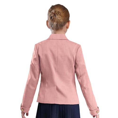 JEYPINMI Girls Solid Color Lapel Suit Long Sleeve Blazer Jacket Outerwear School Uniform Formal Dress Tops3