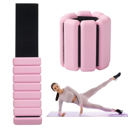 2 Stück Handgelenkgewichte Knöchelgewichte Set Gewichtsmanschetten Ankle Weights Handgelenk Gewichte für Yoga,Tanz,Barre,Pilates,Cardio,Aerobic,Walking,Gehen,Joggen (rosa)