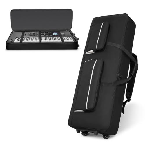XIDIHF 73/76 Key Keyboard Case with Wheels, Padded Rolling Gig Bag