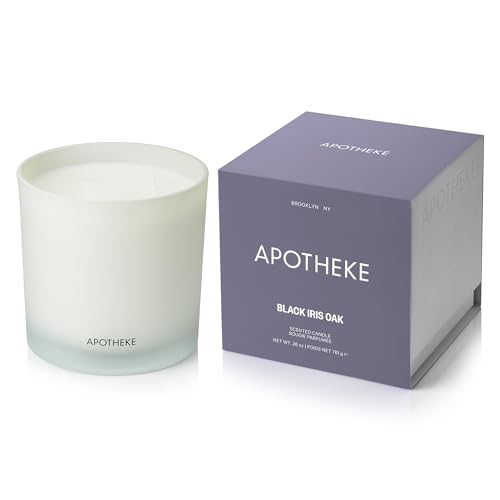 Apotheke 3-Wick Scented Candles for Home, Black Iris Oak -