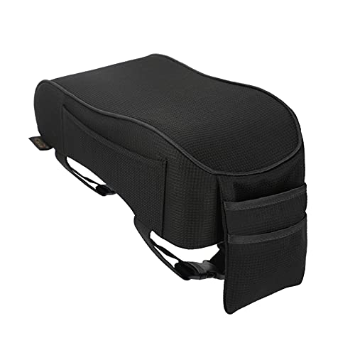 Car Armrest Cushion LINGSFIRE Car Center Console Armrest Cover Memory Foam Car Middle Console Cover Soft Breathable Car Armrest Cushion Pad with Phone Holder Storage Bag Fit for Most Car, Black