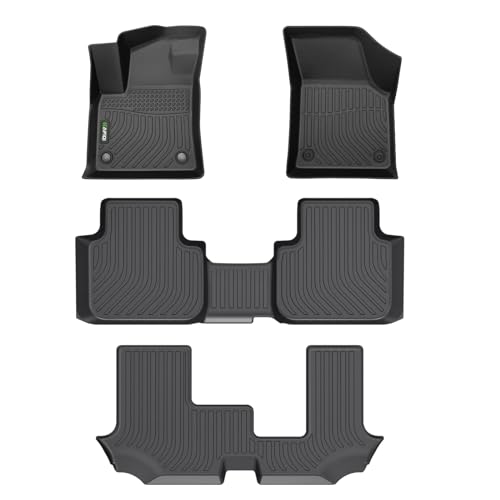 Image of HAFIDI Floor Mats Fit for 2018-2025 2026 VW Atlas (7 Passenger Bench) All Weather Protection TPE Car Floor Liners, Fits 1st & 2nd & 3rd Row Full Set Volkswagen Atlas Custom Accessories, Black