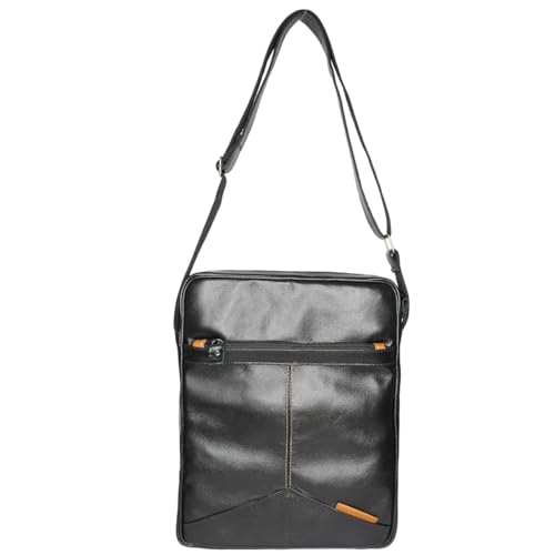 Bolsa Estilo Carteiro de Couro Legitimo para Tablet Tranversal Shoulder Bag 022 (Preta)
