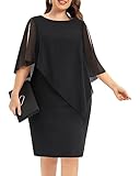 Pinup Fashion Plus Size Black Dress for Women Funeral Cape Dress Elegant Cocktail Wedding Guest Semi