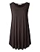 LARACE Women Solid Sleeveless Tunic for Leggings Swing Flare Tank Tops (1X, Coffee)