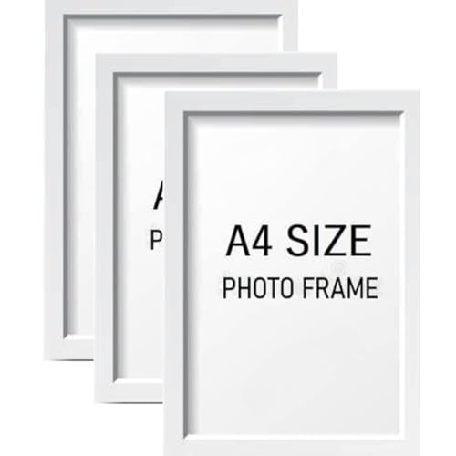 Image of A4 Size Photo Frames - Wall & Tabletop Display, Lightweight Black Frame Khali Frame /A4 Size, 9X12inches (3, White)