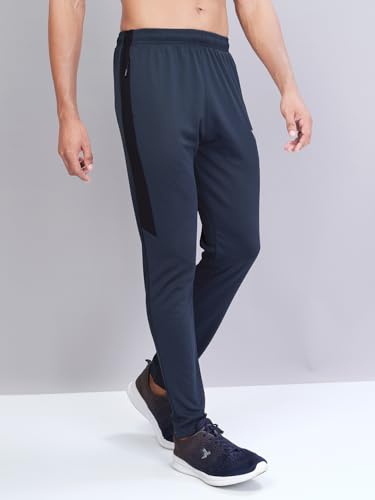 Image of TECHNOSPORT Men's Slim Fit Mid Rise Solid Trackpant with Techno Dry for Gym, Workout & Sports