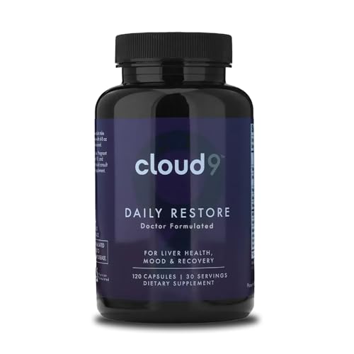 Cloud9 Daily Restore Liver Detox & Recovery Supplement with Milk Thistle NAC & B-Vitamins Energy Focus & Nutrient Support After Drinking 120 Capsules Made in USA