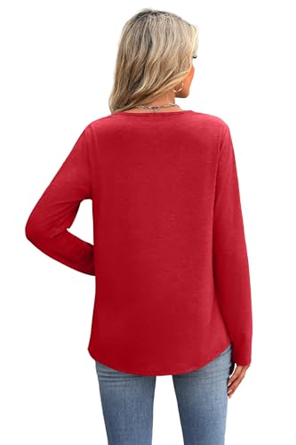 Image of XIEERDUO Boho Tops for Women Blouses Dressy Casual V Neck Long Sleeve Shirts Fall Outfits Trendy Vacation Clothes
