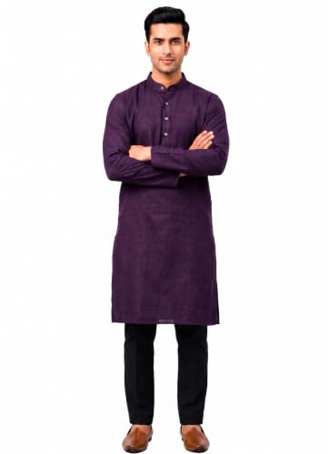 Image of Men's Cotton Blend Plain Kurta Comfortable and Stylish