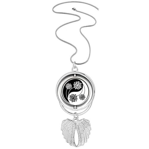 Collier Yin-Yang de haute qualité avec pendentif ailes d'ange mobiles