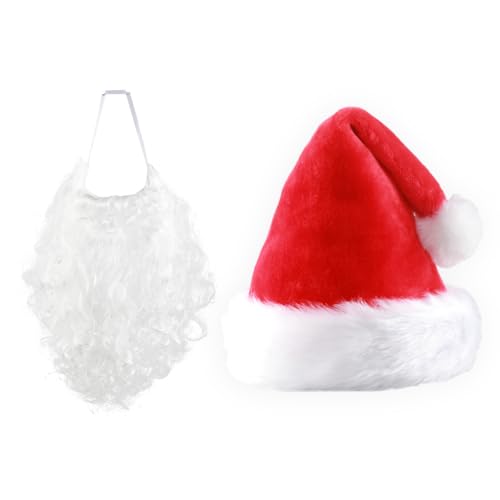 KINDPMA Weihnachtsmann Bart + Weihnachtsmütze Weihnachtsmann Kostüm...