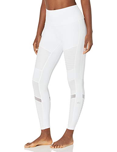 Alo Yoga Women's 7/8 High Waist Moto Legging, White, Large